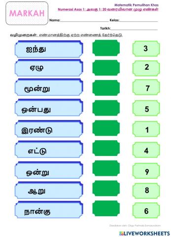 அலகு 1: 20 வரையிலான முழு எண்கள்