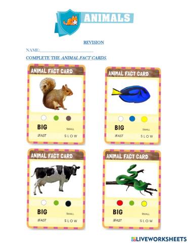 Animal fact card