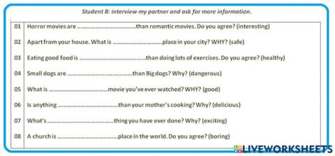 Interview B (comparative- superlative)
