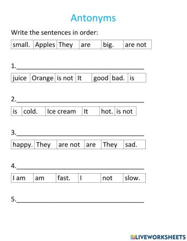 Antonyms Sentences