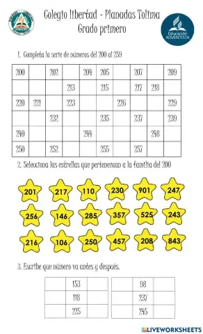 Números del 200 al 259