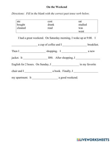 Last Weekend Paragraph