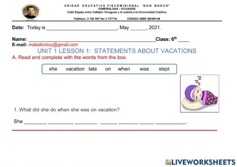 Vacation-questions with long answers-affirmative and negative statements