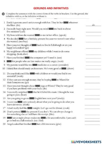 Gerunds and infinitives