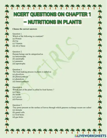 Nutrition in plants
