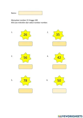 Nombor 21 hingga 100
