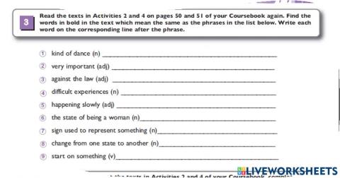 Vocabulary :Act3 page 45