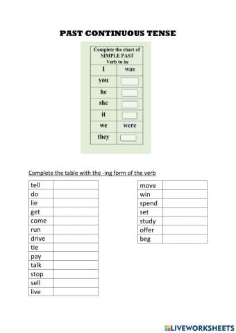 Past continuous ttense