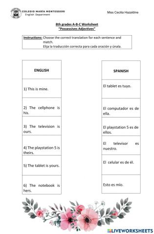 Possessives Adjectives