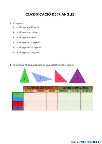 Classificació de triangles I