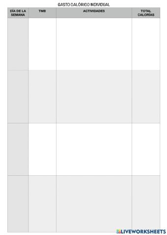 Gasto calórico individual