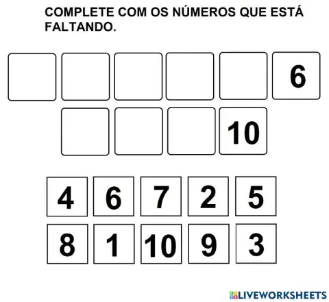 Complete os números