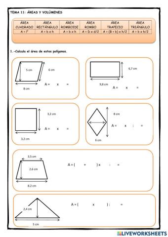 Ficha 1: Áreas y volúmenes