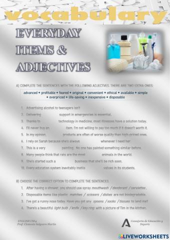 Everyday items and adjectives