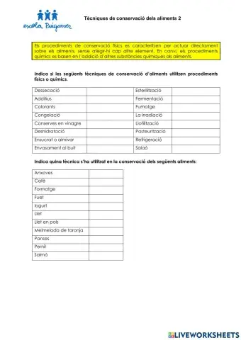 Tècniques de conservació dels aliments 2