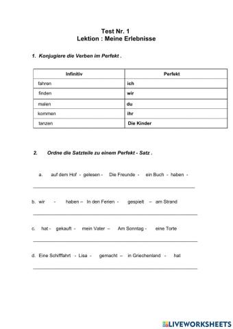 Meine Erlebnisse . Deutschprofis Test