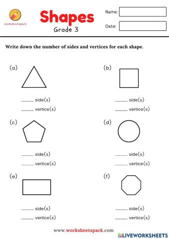 Shapes sides and vertices worksheet