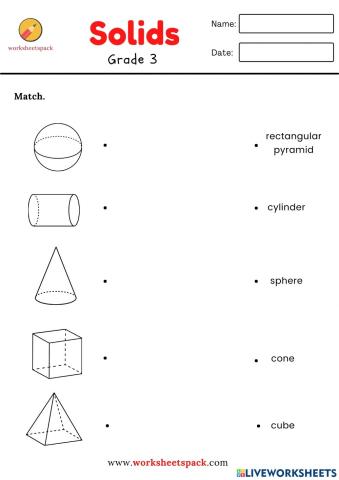 Solids matching worksheet