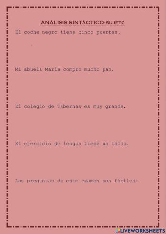 Análisis sintáctico- sujeto