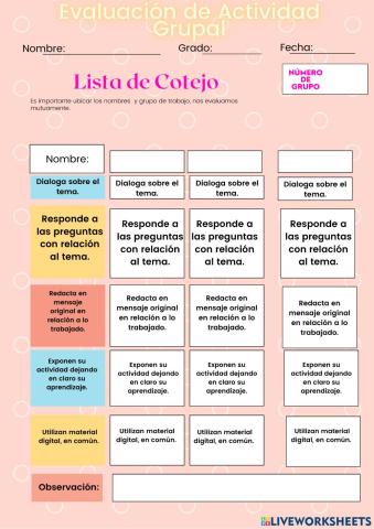Lista de Cotejo 2