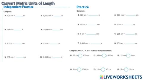 Review Convert Metric Units of Length