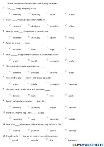 Intensifiers advanced