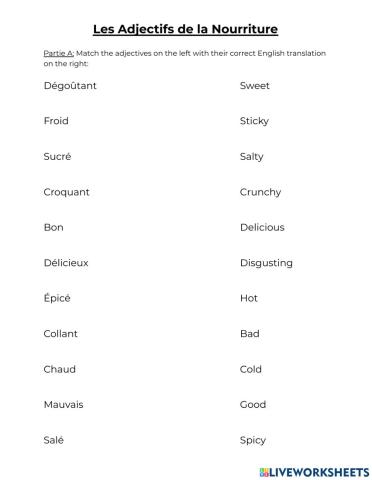 Food and Adjectives (J-C-D-A)