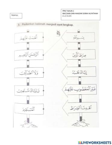 Hafazan Surah AlFatihah PPKI Tahun 1