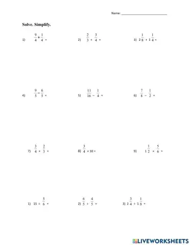 Fractions ALL operations