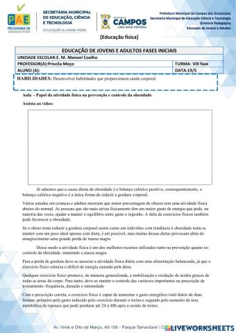 Atividade física e obesidade