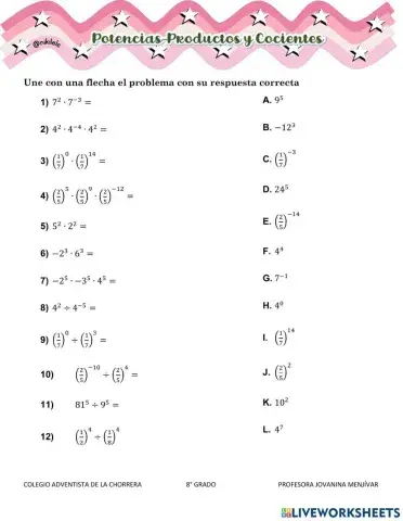 Propiedades potencias-Producto y Cociente