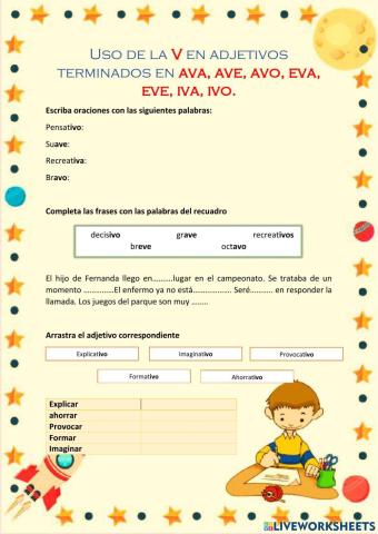 Uso de la V en adjetivos