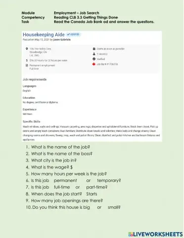 Reading CLB 3.3 GTD - Understand a Canada Job Bank ad (2)