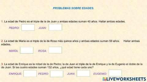 Problemas sobre ecuaciones