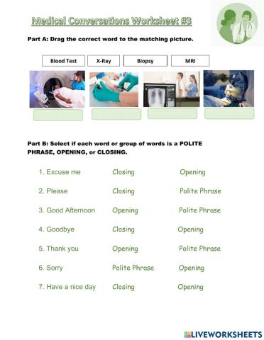 Medical Conversations Worksheet 3