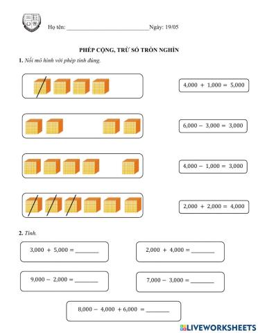 Cộng trừ số tròn nghìn