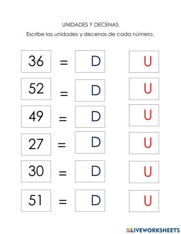 Unidades y decenas