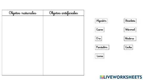 Objetos naturales y artificiales