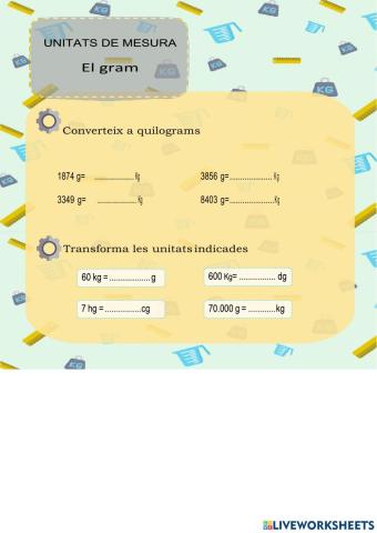 Unitat de mesura: el gram