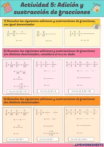 Actividad 5: Adición y sustracción de fracciones