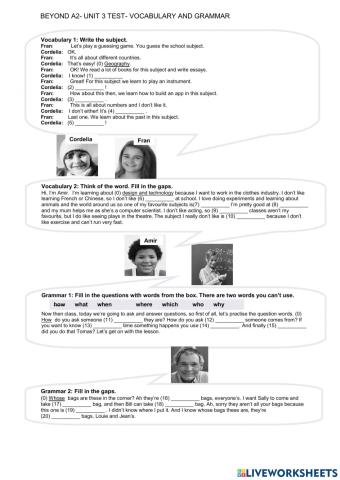 Beyond A2 Unit 3 test