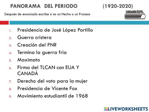 DESCUBRE SI FUE UN HECHO O  PROCESO