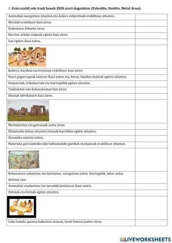 PALEOLITOA, NEOLITOA ETA METAL AROA BEREIZTUZ