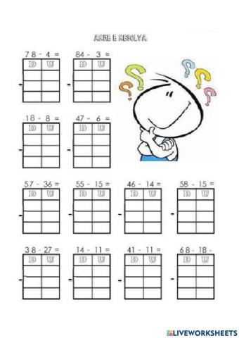 Operações de subtração