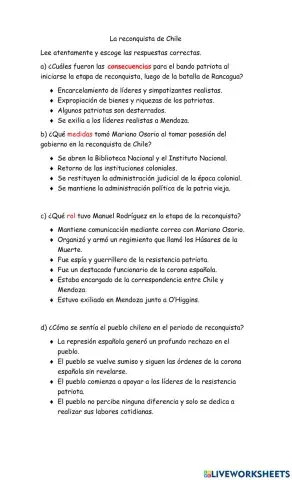 Periodo de reconquista chile