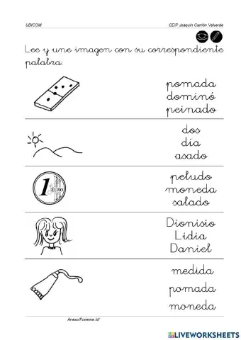 Unir palabra-dibujo-d