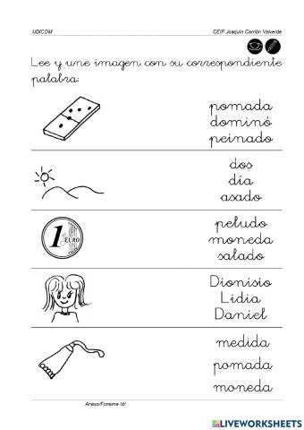 Unir palabra-dibujo-d