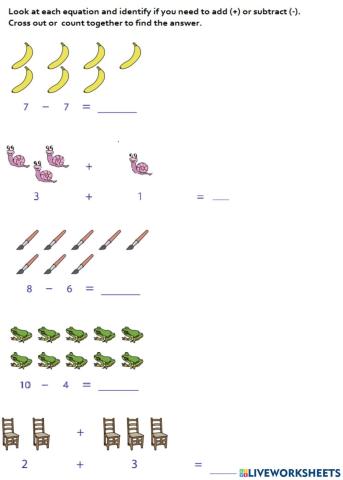 Add and subtract with pictures (math4kids)