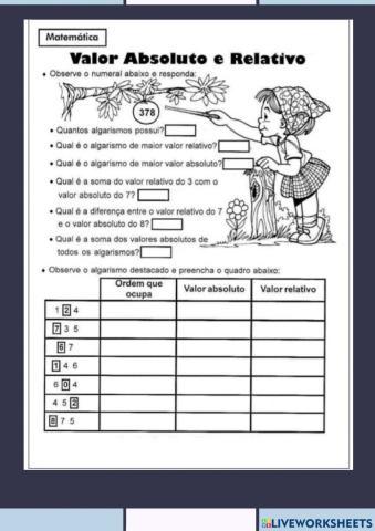 Valor Absoluto e Valor Relativo