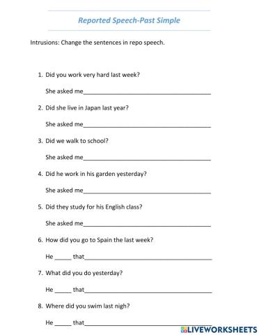Reported Speech-Past Simple-questions